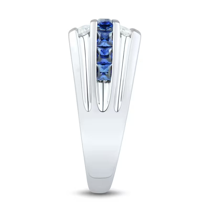 Jzora Handmade Sapphire Princess Cut Premium Modern Design Men's Ring