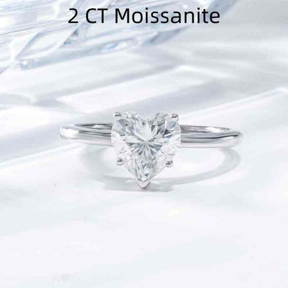 Jzora handmade 2ct heart cut Moissanite sterling silver engagement ring
