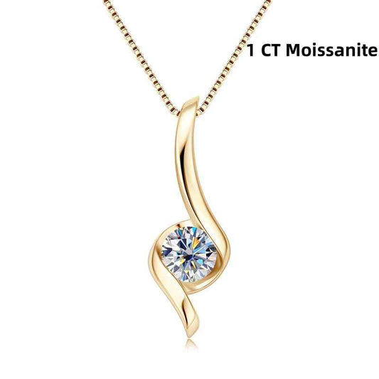 Jzora handmade 1ct round cut Moissanite diamond sterling silver necklace