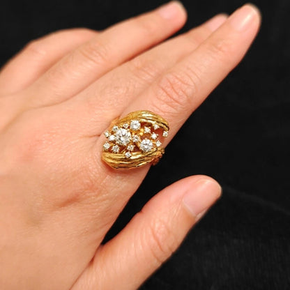 Jzora Handmade Vintage Gold Round Cut Classic Wide Band Ring