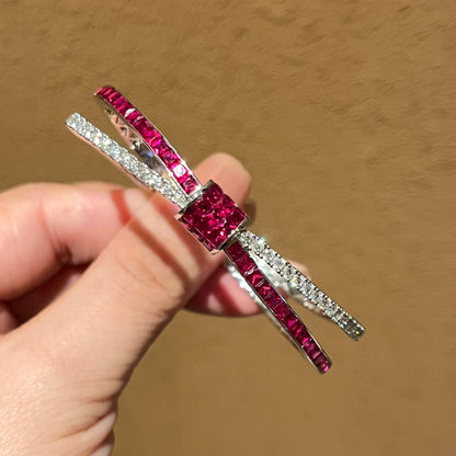 Jzora handmade luxury ruby CZ bangle tennis bracelet