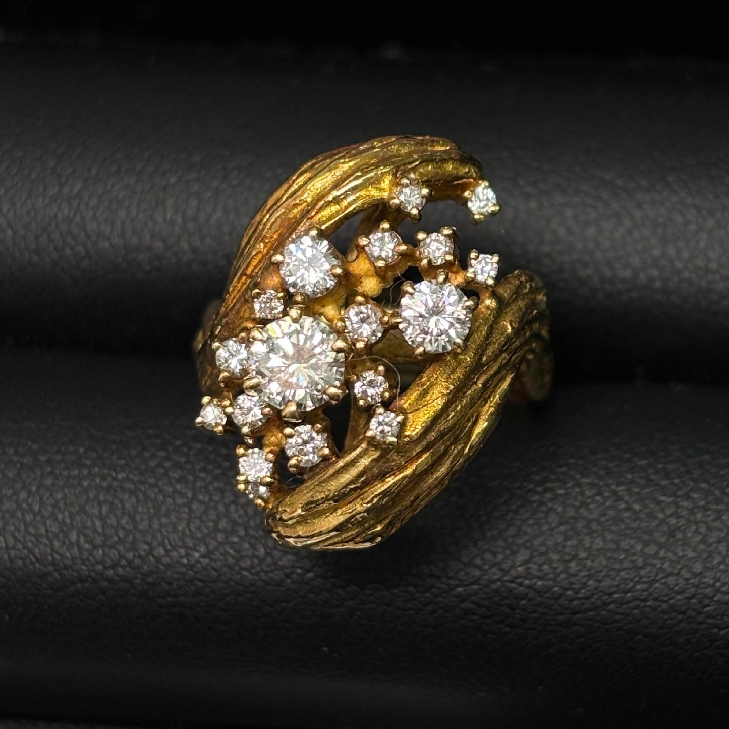 Jzora Handmade Vintage Gold Round Cut Classic Wide Band Ring