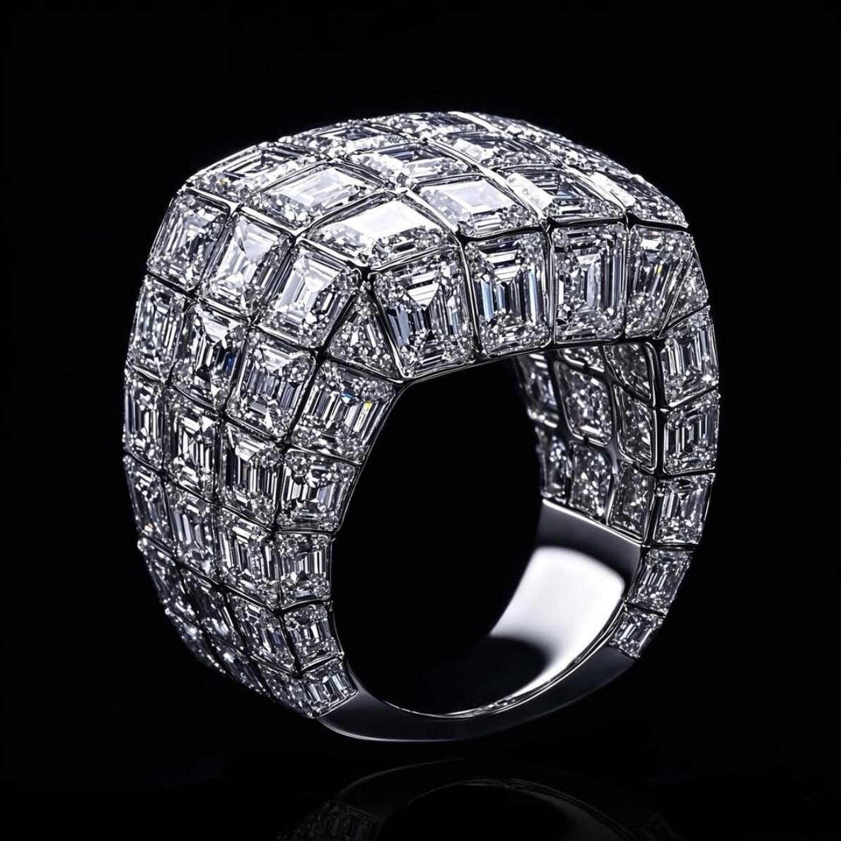 Jzora Handmade Bold Full Gemstone Brilliant Men's Ring