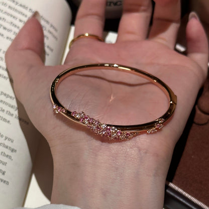 Jzora Handmade Sparkly Floral Design Romantic Pink Bracelet