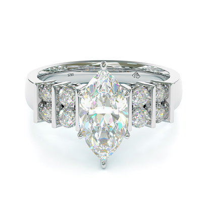 Jzora Marquise Cut Diamond Sterling Silver Wedding Engagement Ring