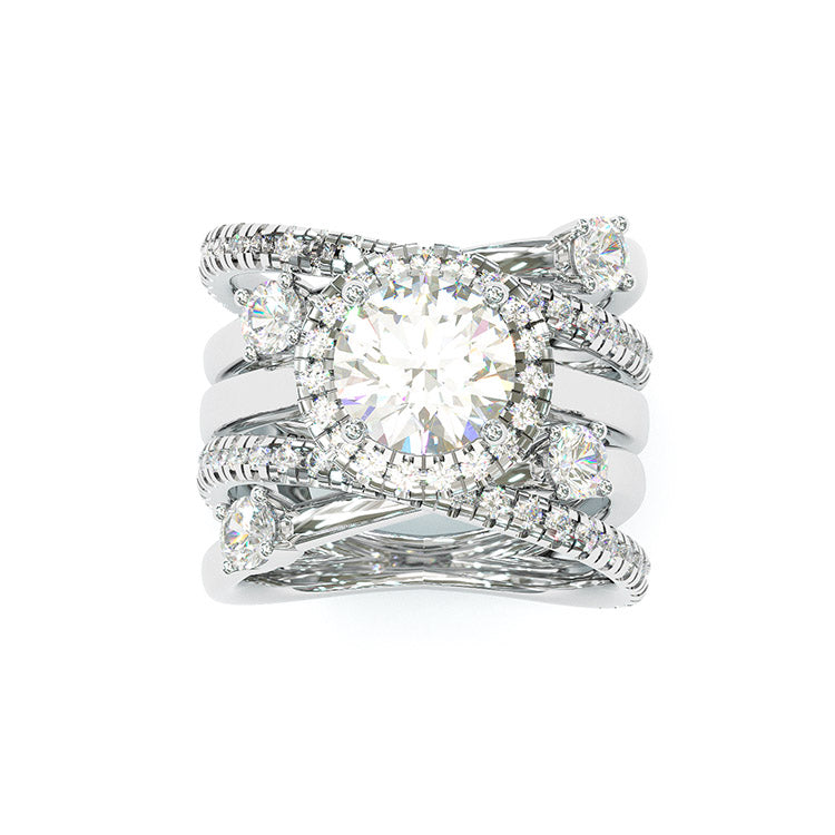 Jzora handmade 3ct round cut  two tone diamond sterling silver bridal set