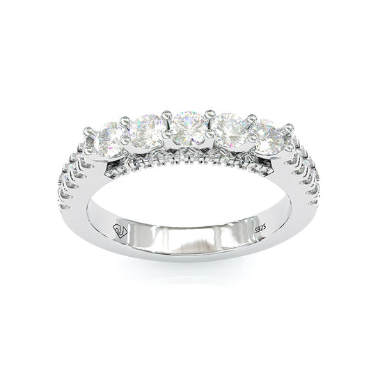 Jzora handmade round cut eternity sterling silver wedding band