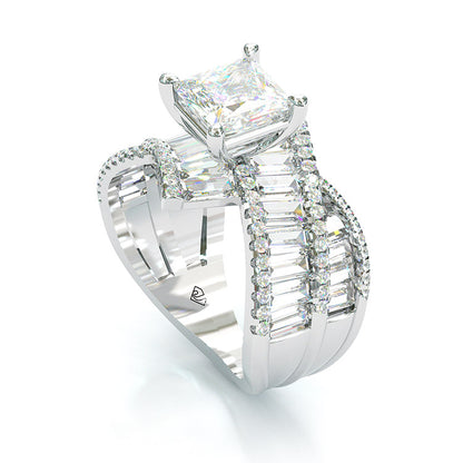 Jzora handmade gold 2ct princess cut sterling silver engagement ring