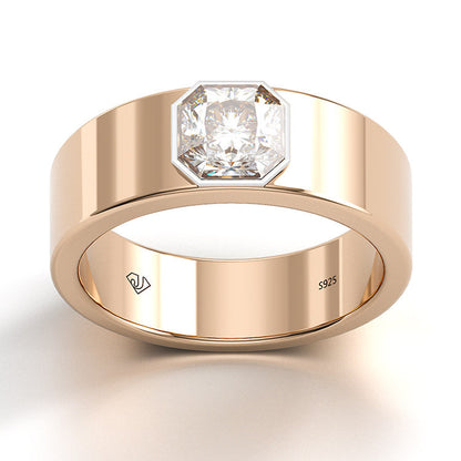 Jzora handmade asscher cut 1.75 ct diamond classic sterling silver men's band
