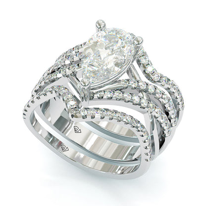 Jzora handmade pear cut classic sterling silver wedding bridal ring set