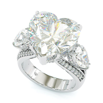 Jzora handmade white heart cut sterling silver diamond engagement ring