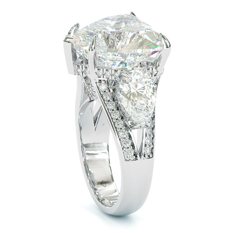 Jzora handmade white heart cut sterling silver diamond engagement ring