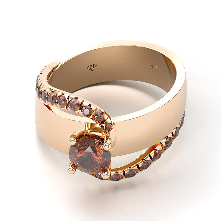 Jzora handmade classic round cut sterling silver engagement ring wedding ring