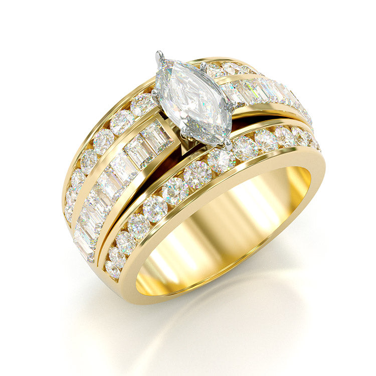Jzora handmade marquise cut sterling silver anniversary ring wedding ring