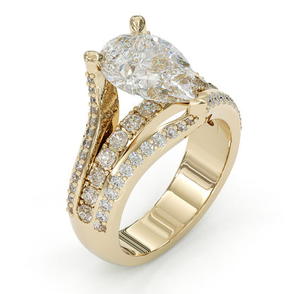 Jzora handmade pear cut created diamond sterling silver engagement ring