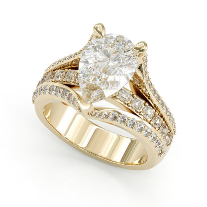 Jzora handmade pear cut created diamond sterling silver engagement ring