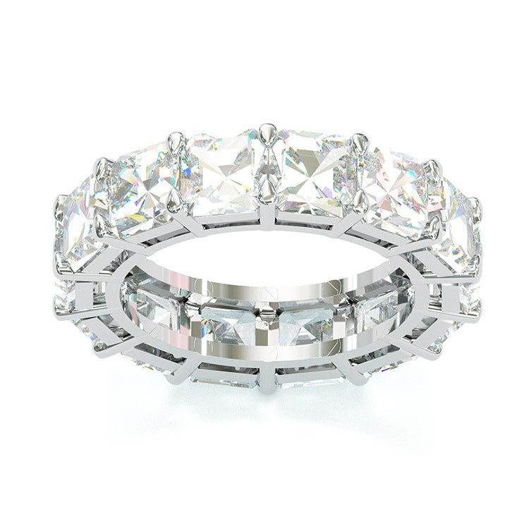 Jzora Cushion Cut Classic Diamond Sterling Silver Women's Band Wedding Ring