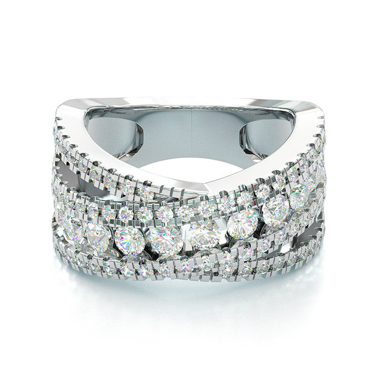 Jzora Round Cut Vintage Sterling Silver Women's Band  Eternity Wedding Ring
