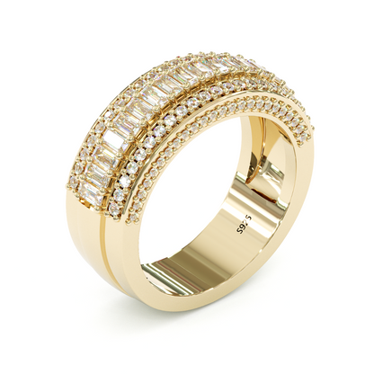 Jzora Handmade Emerald Cut Sterling Silver Eternity Women's Band  Wedding Ring