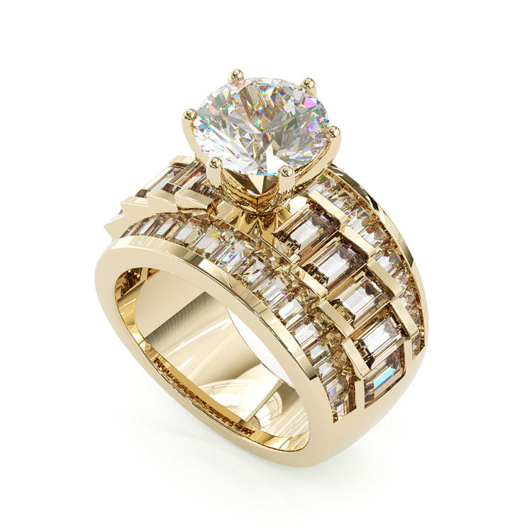Jzora vintage round cut diamond sterling silver engagement ring wedding ring