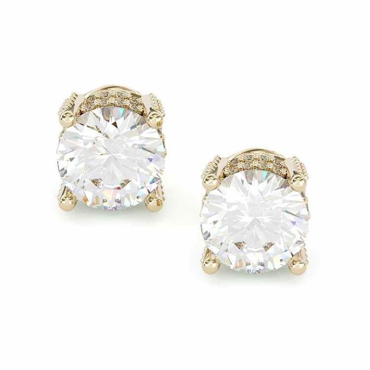Jzora gold 2ct round cut classic Moissanite sterling silver earrings