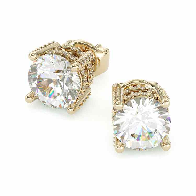 Jzora gold 2ct round cut classic Moissanite sterling silver earrings