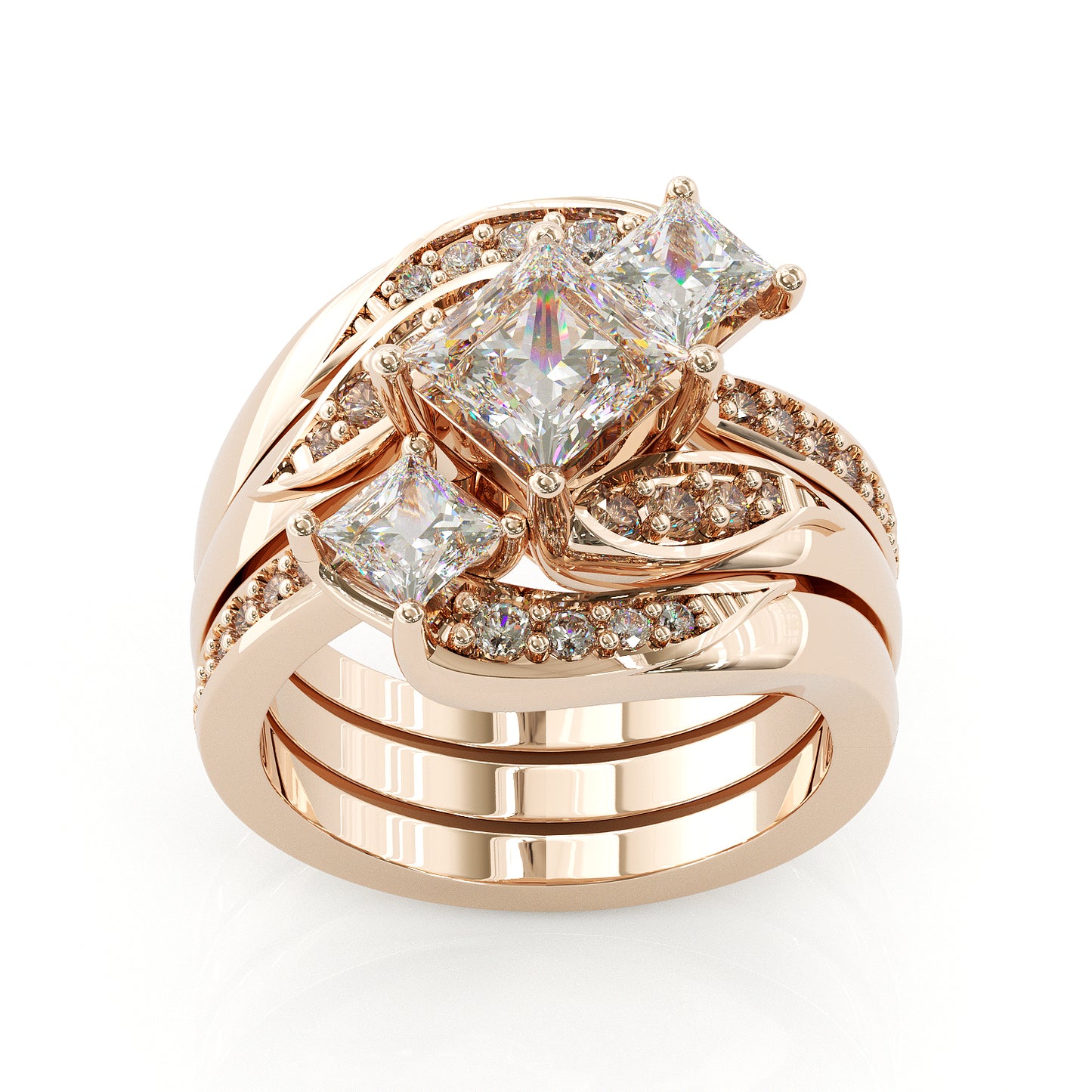 Jzora handmade princess cut vintage sterling silver Engagement Wedding 3pcs Bridal  Set