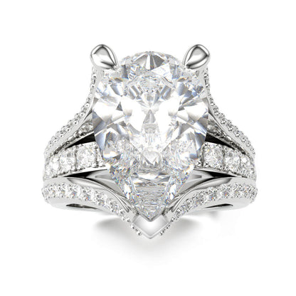 Jzora handmade pear cut created diamond sterling silver engagement ring