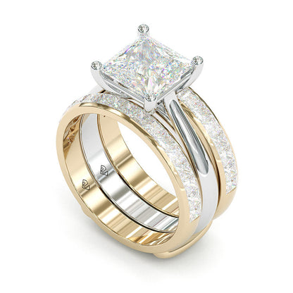 Jzora handmade princess cut 2 pcs sterling silver wedding ring bridal set