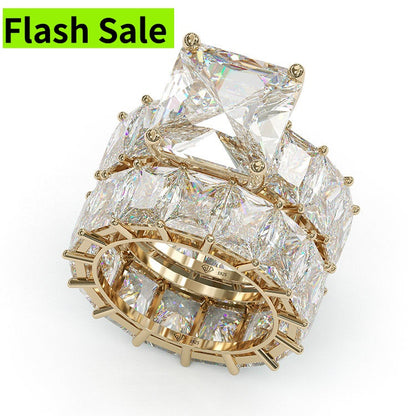 Jzora cushion anniversary ring  wedding ring  gold bridal set
