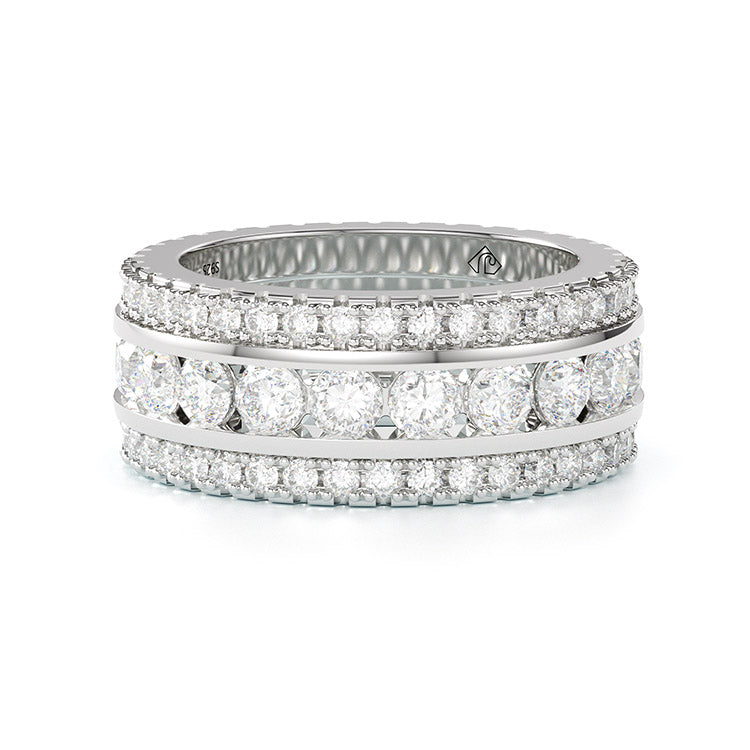 Jzora round cut sapphire diamond sterling silver vintage women's band  wedding ring