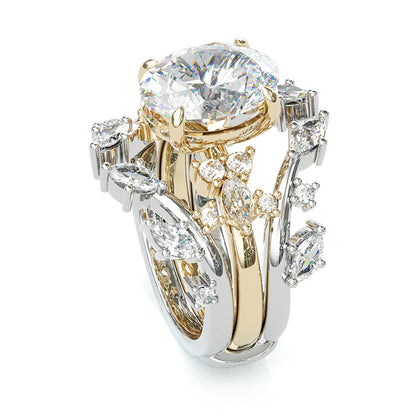 Jzora handmade 3ct oval cut classic sterling silver 2pcs bridal ring set