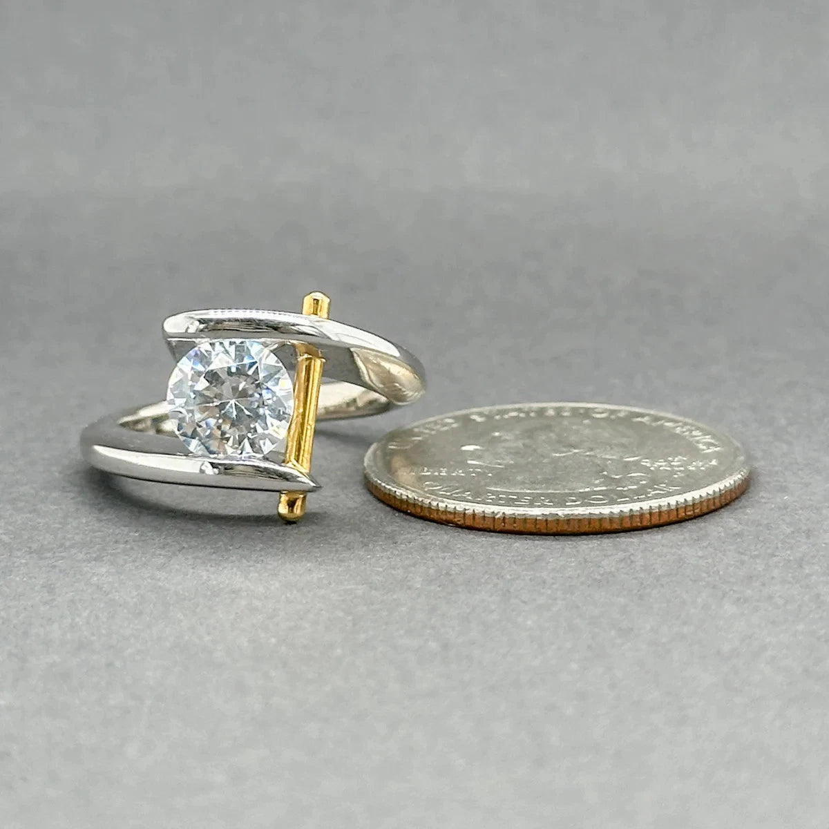 Jzora Handmade Moissanite 1.5CT Round Cut Two Tone Mounting Ring