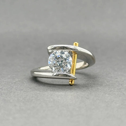 Jzora Handmade Moissanite 1.5CT Round Cut Two Tone Mounting Ring