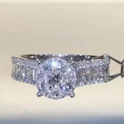Jzora handmade created 3ct round diamond sterling silver wedding set