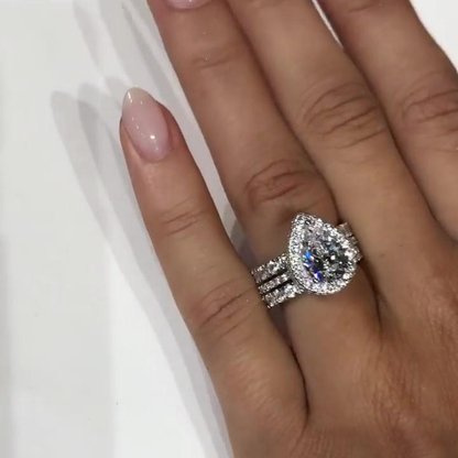 Jzora handmade created diamond vintage 3 pieces  wedding ring set