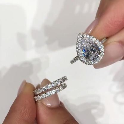 Jzora handmade created diamond vintage 3 pieces  wedding ring set