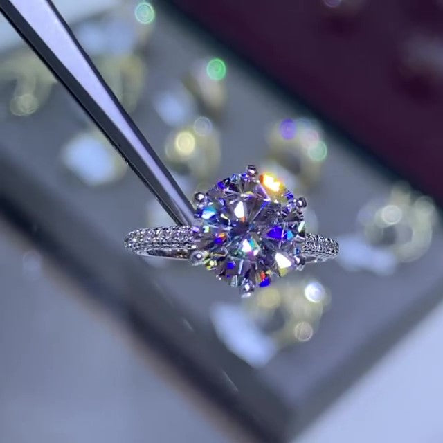 Jzora handmade vintage round cut sterling silver diamond ring engagement ring