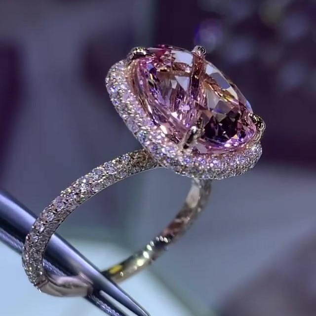 Jzora handmade vintage pink diamond sterling silver engagement ring