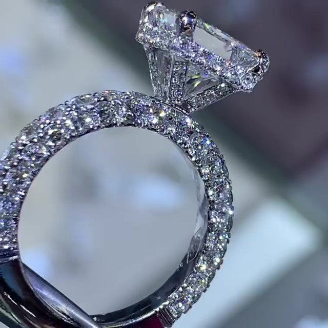Jzora handmade vintage princess cut diamond sterling silver engagement ring