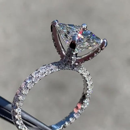 Jzora handmade princess cut created diamond radian cut sterling silver engagement ring