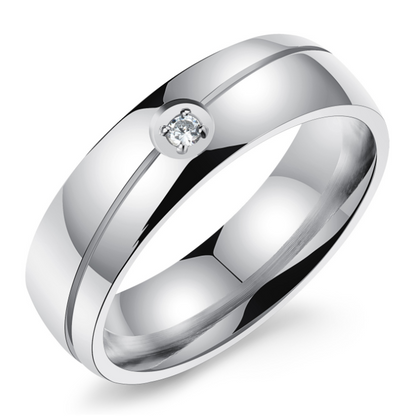 Jzora Round Diamond Titanium Steel MEN'S Wedding Ring Men's Band