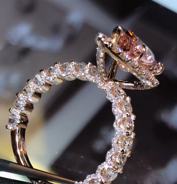 Jzora handmade vintage classic pear shaped halo diamond sterling silver engagement ring