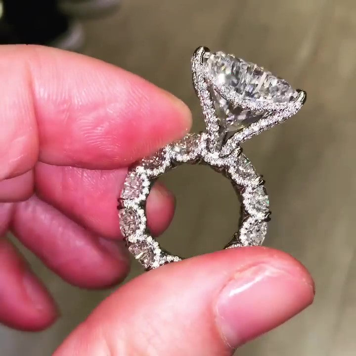 Jzora handmade classic heart shaped diamond sterling silver wedding engagement ring