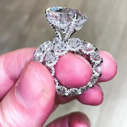 Jzora classic heart shaped created diamond sterling silver wedding bridal set