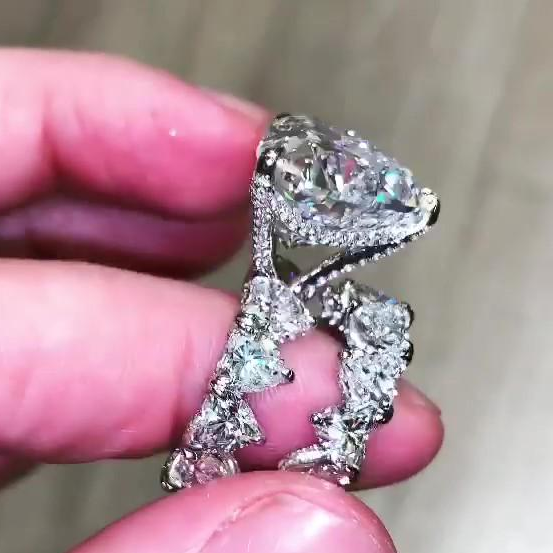 Jzora classic heart shaped created diamond sterling silver wedding bridal set