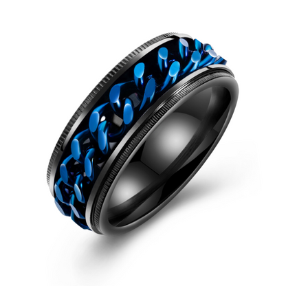 Jzora Blue Chain Titanium Steel MEN'S Wedding Ring Men's Band