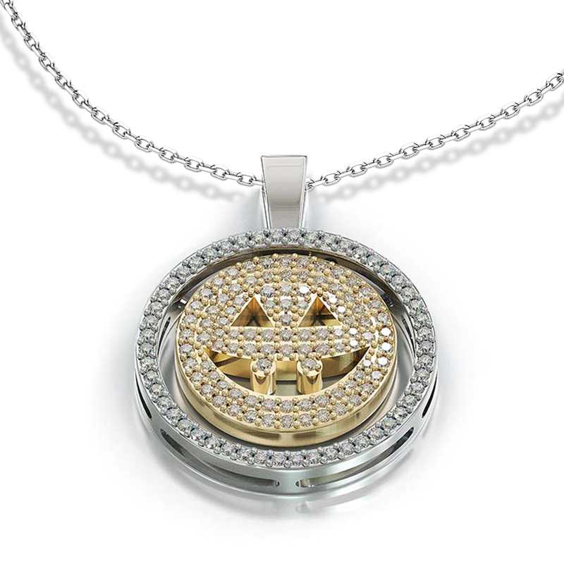Jzora handmade yellow round sterling silver smiley necklace