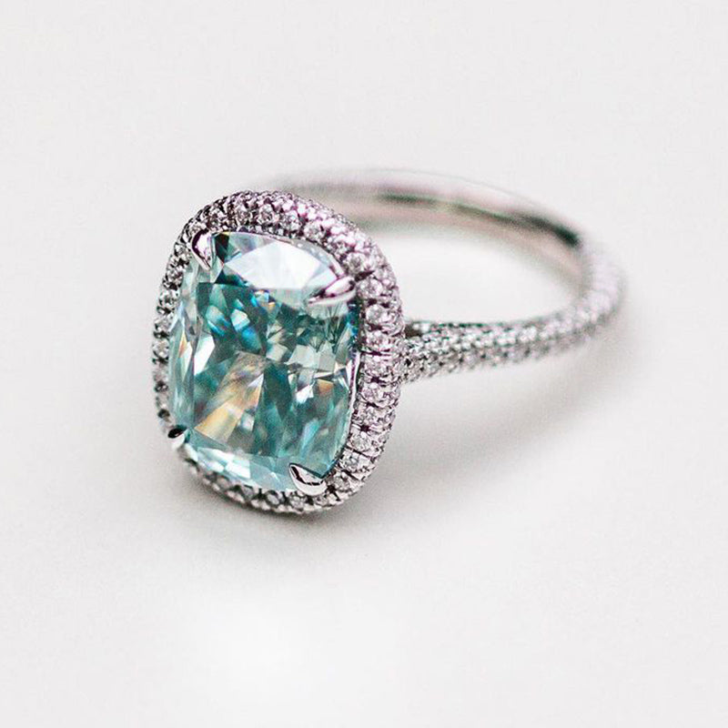 Jzora cushion cut sterling silver Paraiba gemstone handmade vintage engagement ring