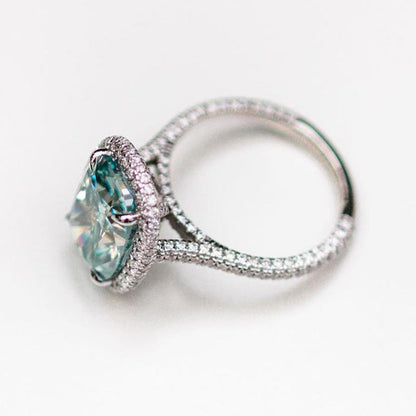 Jzora cushion cut sterling silver Paraiba gemstone handmade vintage engagement ring
